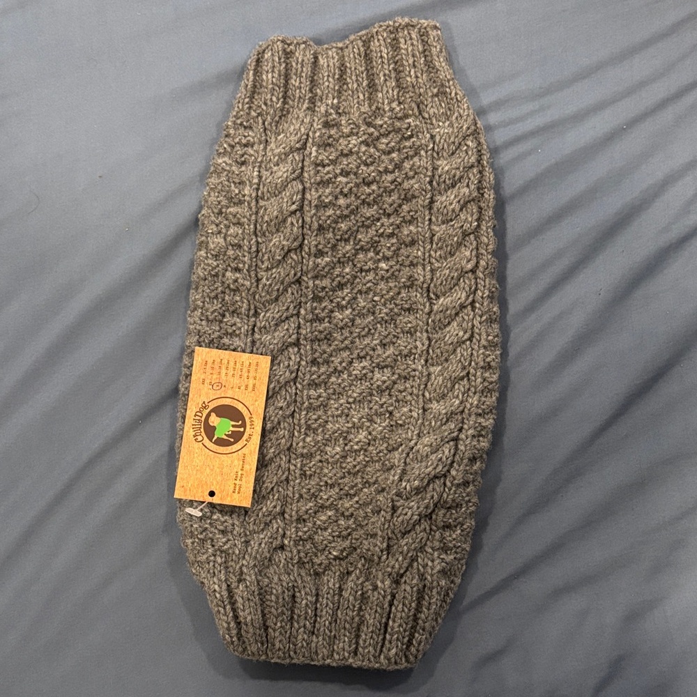 Cozy Grey Cable Knit Dog Sweater (Chilly Dog)
